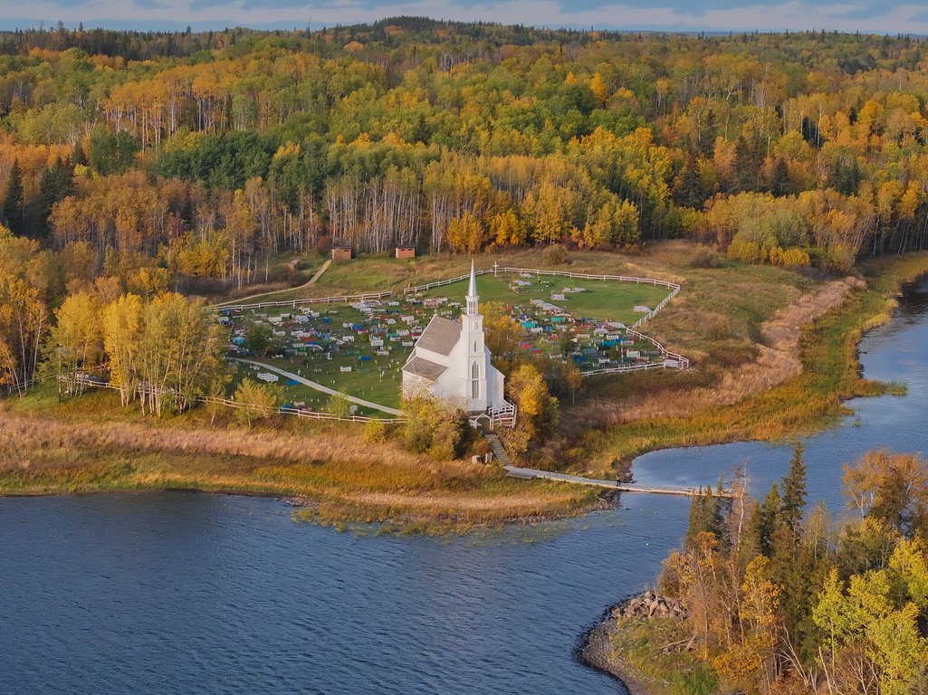 Aerial photo of the Holy Trinity Church at Standley Mission
