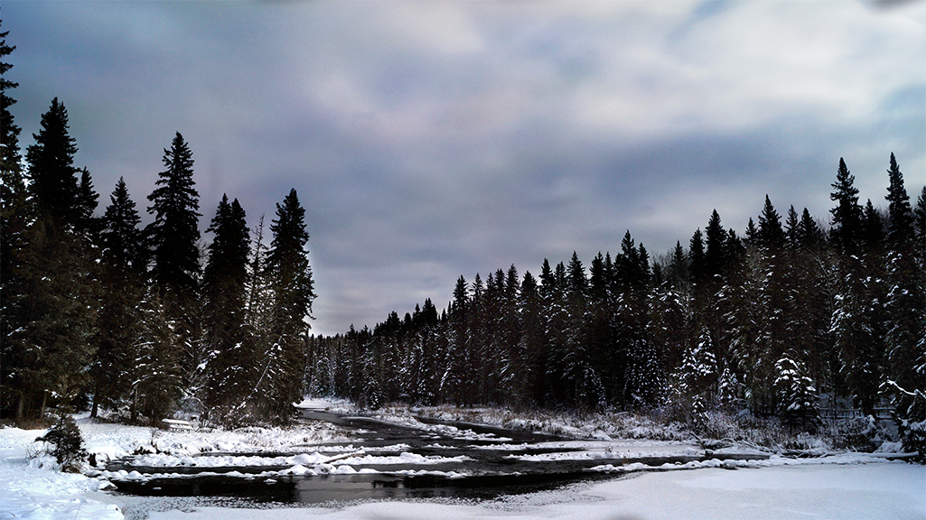 waskesiu river in winter
