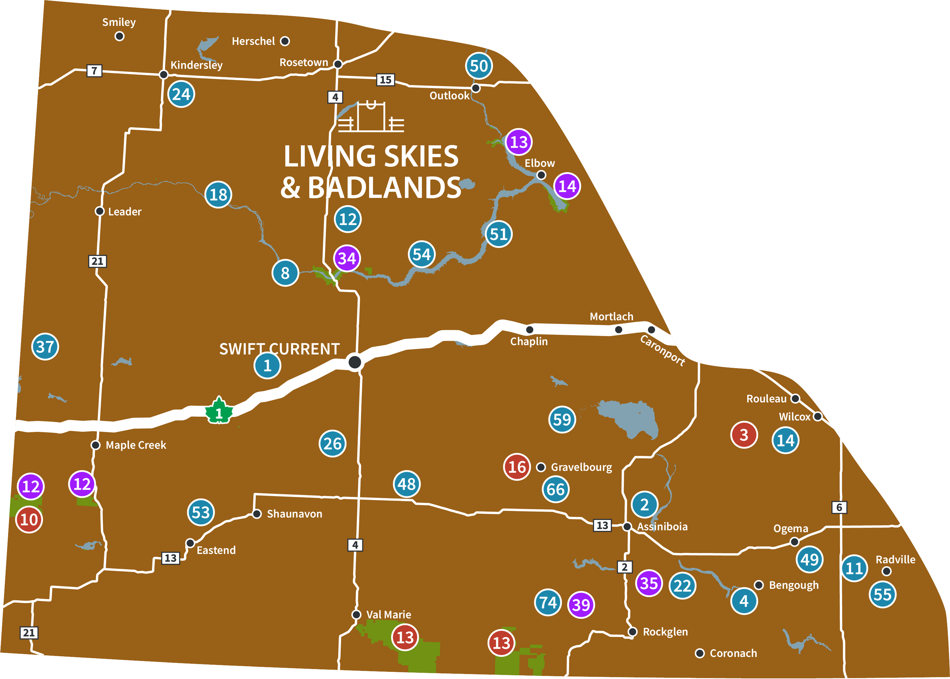 Living skies and Badlands zone map