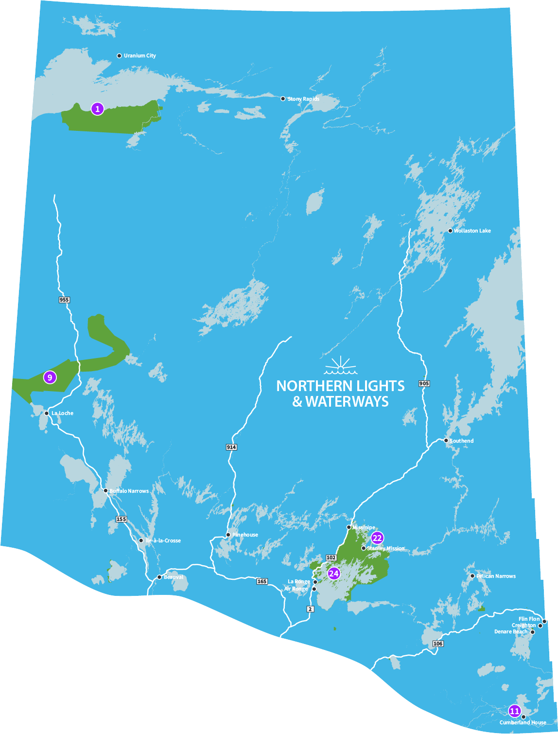 Northen Lights and Waterways  zone map