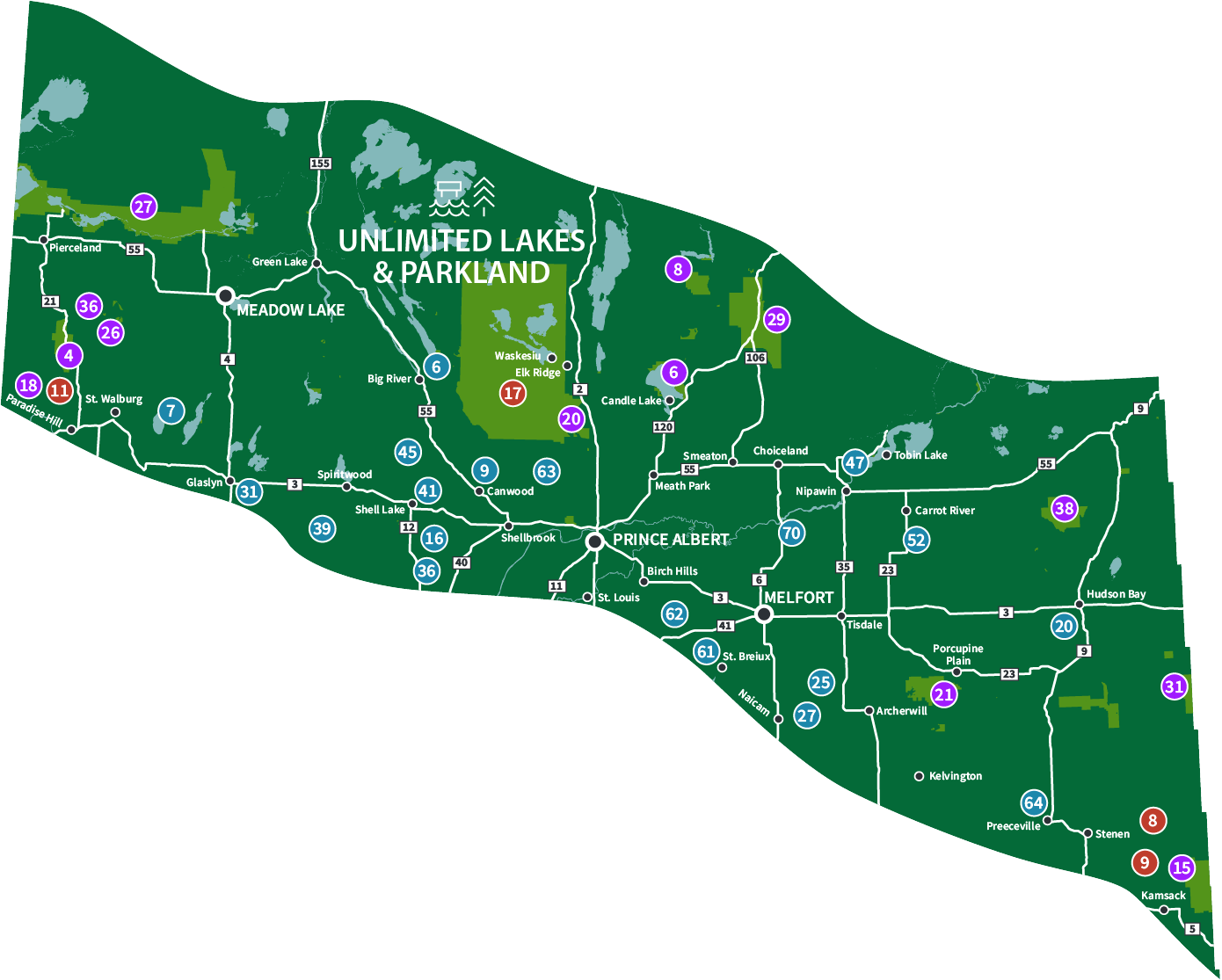 Unlimited Lakes and Parkland zone map